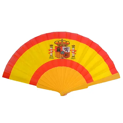 Doble Amarillo ESPAÑA Escudos de Armas - Double Abanico Flamenco de Plastico Rojo y Amarillo, Accesorio de Moda, 2 Pack.