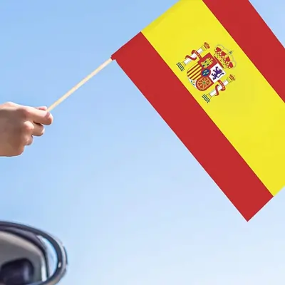 Oedim Pack 2 Banderas de España con Mástil de Madera 100cm | 67x45cm Resistente al Agua