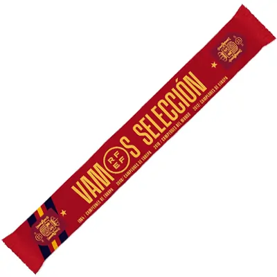 RFEF Bufanda Vamos Oficial | Detallada con el Palmarés de la Selección Española-Color Rojo | Medidas 130 x 20 cm, Adultos Unisex, ST