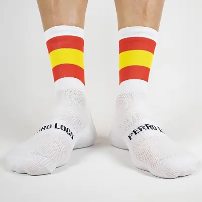 PERRO LOCO CLOTHES Calcetines BANDERA ESPAÑA Ciclismo para hombres y mujeres. Antiolores.