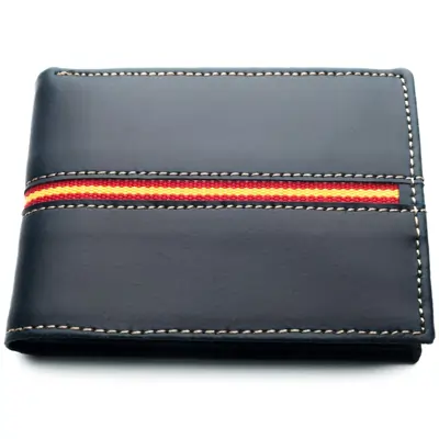 LEGADO Cartera Hombre Piel Bandera Vox II Azul con Monedero para Monedas, Billetera de Cuero.