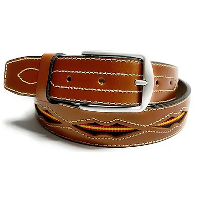 YOJAN PIEL | Cinturón De Cuero con la Bandera de España | 100% Piel | Fabricado Artesanalmente | Diseño Elegante
