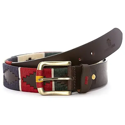 HD DHISPANIA Cinturon hombre cuero- hecho a mano- cinturon de polo argentino de piel autentica- son bordados a mano