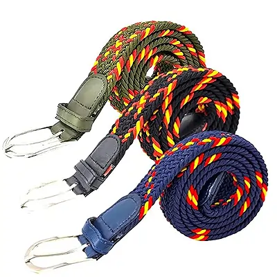 PROUTHS Cinturón Elástico Hombre trenzados con la Bandera de España,Set de 3Piezas,Cinturones para Hombre y Mujer, Talla Única