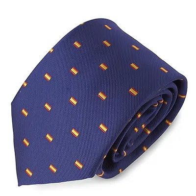 GARGOLA.ES OPERADORES DIGITALES Corbata Pierre Delone con Estampado de Bandera de España - Elegancia en Azul Marino
