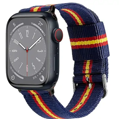 Estuyoya - Correa de España Compatible con Apple Watch 49mm 45mm 44mm 42mm 41mm 40mm 38mm Pulsera de Nailon Bandera