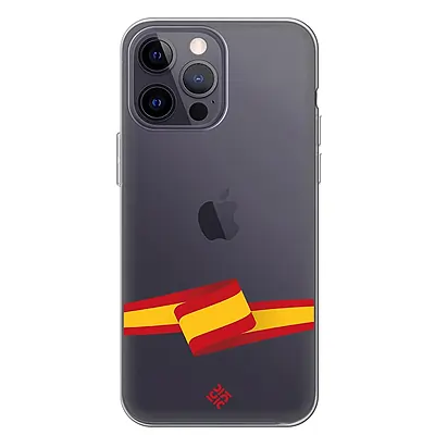 Movilshop Funda para [ iPhone 14 Pro MAX ] Dibujo Auténtico [ Bandera España ] de Silicona Flexible Transparente Carcasa