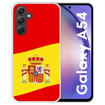 Funda para Samsung Galaxy A54, Ilustración 2, Bandera de España, Fundas móvil de España Carcasa Silicona Transparente Flexible TPU
