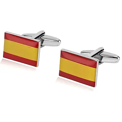 Beydodo Gemelos Acero Inoxidable Gemelos Camisa Bandera de España Cuadrada | Acero Inoxidable