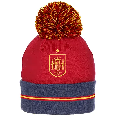 smartketing Gorro de Lana con Pompón | Detallado con el Escudo de la Selección Española de Fútbol