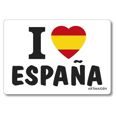 Artimagen Imán I Love España 80x55 mm. Imán Flexible, Grosor 1 mm, Laminado Brillo
