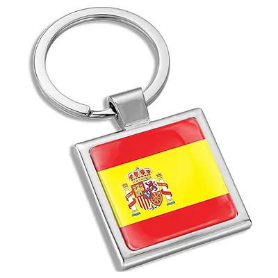 Biomar Labs® Llavero con Caja de Regalo de Metal en 3D para Hombres y Mujeres Bandera Nacional España Española Spain