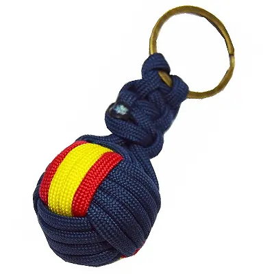 Llavero de bola en Nylon. Con la Bandera de España. Llaveros de España | Medida total, 9 centímetros.