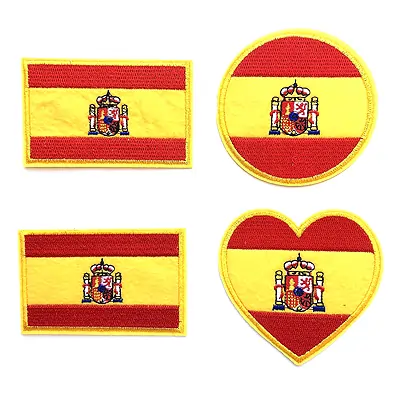 4 parches bordados para planchar, diseño bandera España, 5x8cm, buena calidad, facil de usar, multiuso para ropa bolso...
