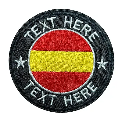 Brillina Parche con Nombre Militar Personalizado, Parche de Bandera de España de 7,6 cm con su Texto Bordado Personalizado Accesorio