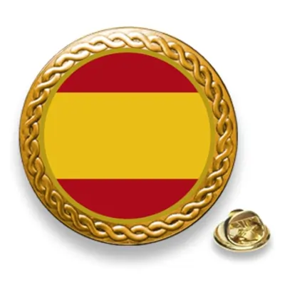 Pin bandera de España (sin escudo) en gota relieve. Montado en base de 20 mm de diámetro de zinc dorado.