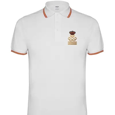 Polo Bandera España en Cuello y Mangas. Polos de España. Bordado Capitán de Yate