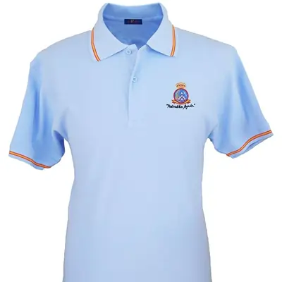 Polo Patrulla Águila para Hombre, Color Blanco, Bandera España en Cuello y Mangas, 100% algodón