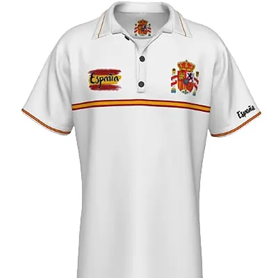 JAKETON Camiseta blaca Polos de España | Polo con Escudo y Bandera de España.