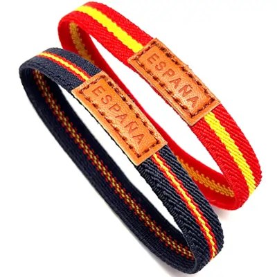 Pulsera Elastica Bandera España para hombre y mujer tamaño 19cm x1cm (2 unidades, 2 colores)