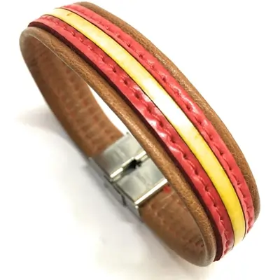 YOJAN PIEL | Pulsera De Cuero Bandera De España Pulseras de España | (Fabricada Artesanalmente)