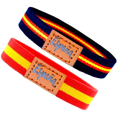 PULSERA BANDERA ESPAÑA: Pulsera de Paracord y Cuero genuino con la bandera de España.