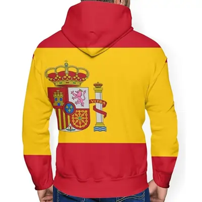 DJNGN Sudadera Informal de Terciopelo Grueso con Bandera de España, Sudadera Informal atlética