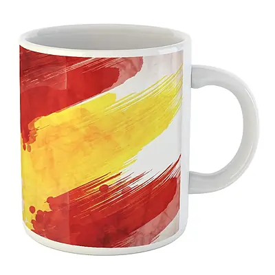 874 Taza De Desayuno Acuarela España Bandera Española Hecha De Salpicaduras De Colores Taza De Cerámica