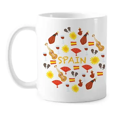 Planetacase Taza España Mapa Typical Spain - Taza Souvenir Tazas de España Regalo Recuerdo Ceramica 330 mL